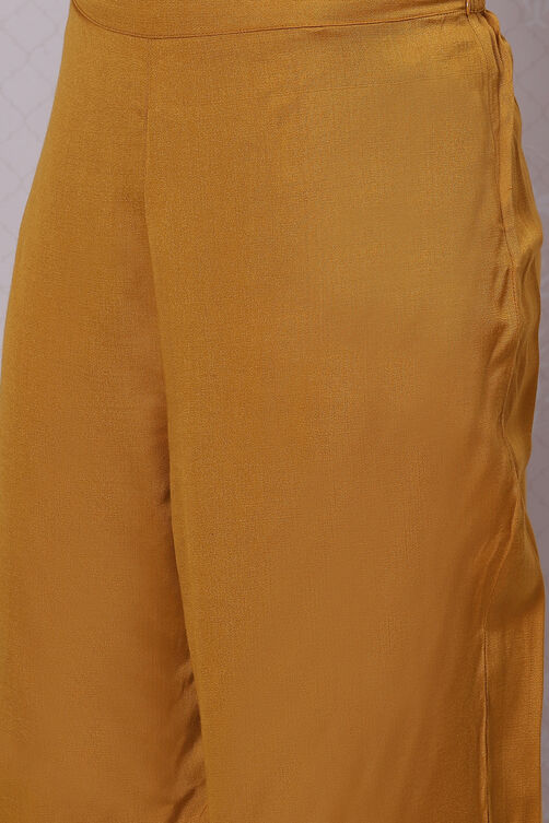 Mustard Jacquard Straight Kurta image number 2